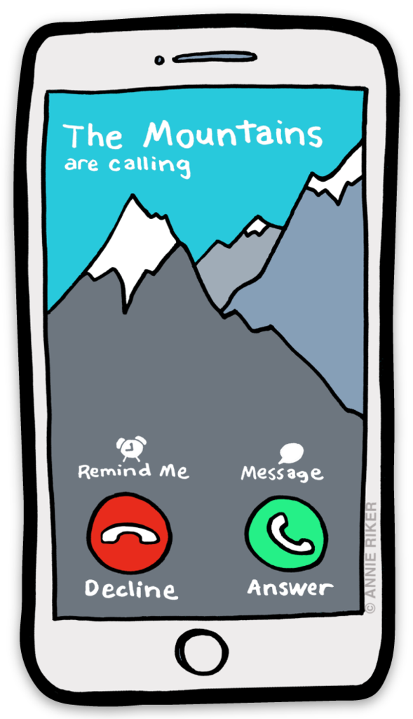 Annie Riker Mountains Calling Cell Phone Sticker
