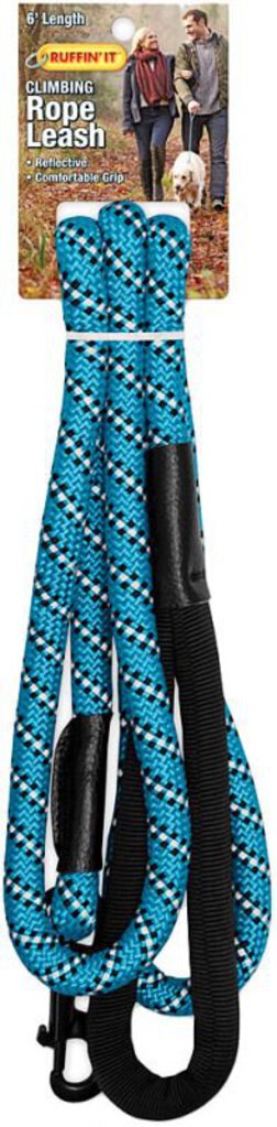 Ruffin'It Climbing Rope Dog Leash, 6' Length, Blue