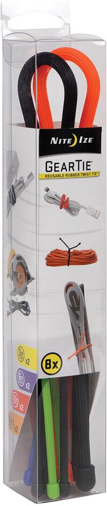 Gear Tie Reusable Rubber Twist Tie Assortment, 8 Pack