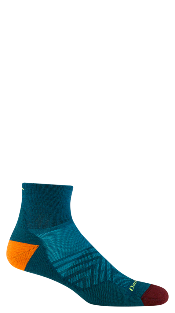 Darn Tough Men's Run 1/4 Ultra-Lightweight w/ Cushion Run Sock, Dark Teal / Style 1040