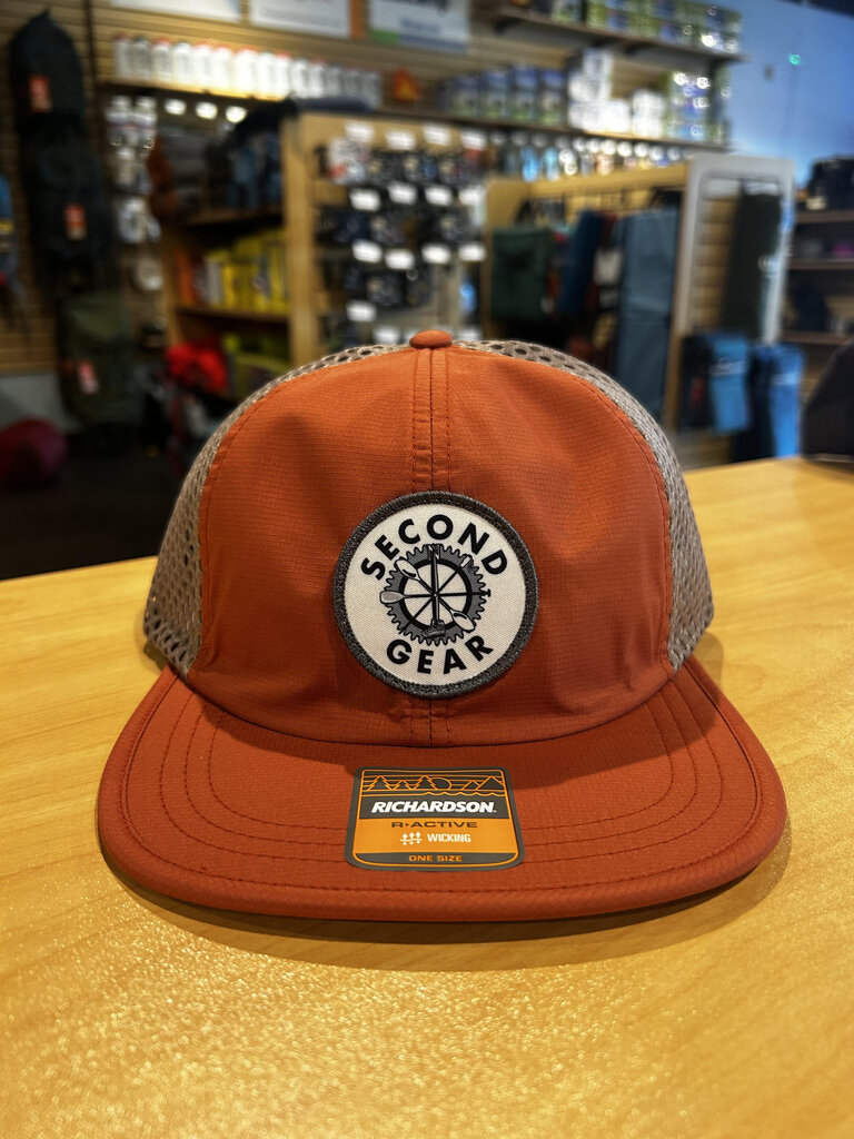 Second Gear Logo Patch Mesh Wicking Hat, Orange/Khaki