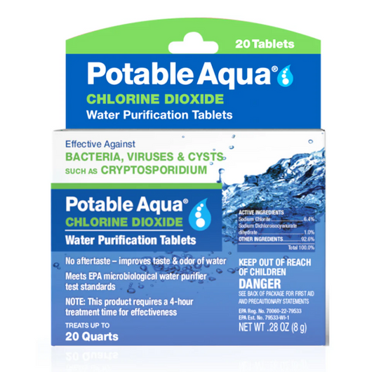 Potable Aqua Chlorine Dioxide Tablets 20 Pack