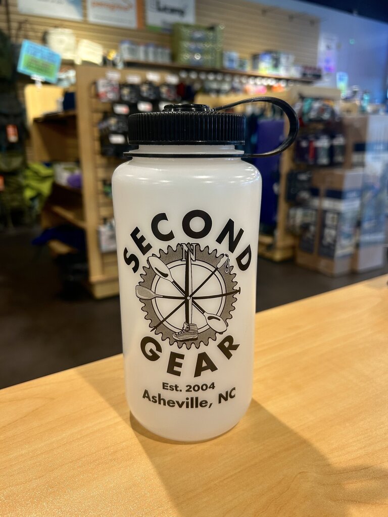Second Gear Nalgene, Wide Mouth, White w/ Black Lid, 32oz, HDPE