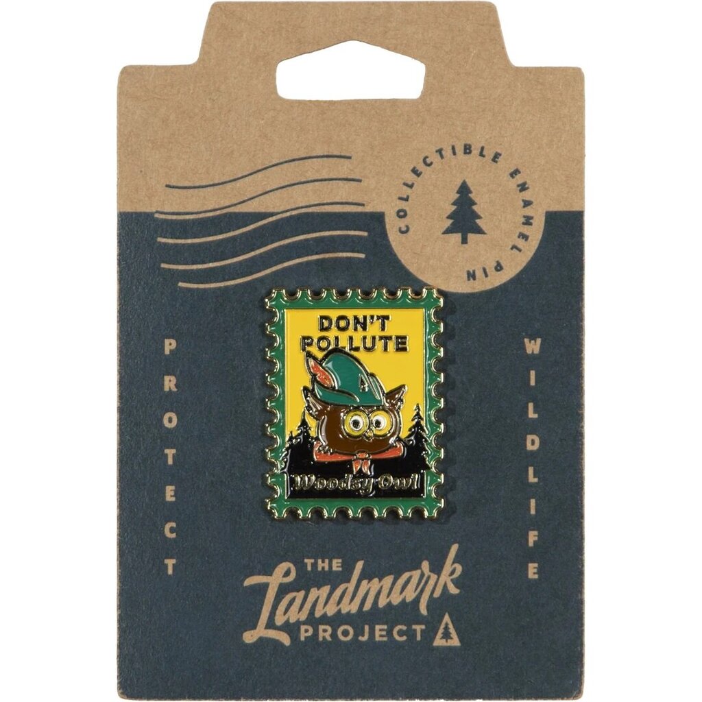 The Landmark Project Enamel Pin, Woodsy Owl Postage Stamp