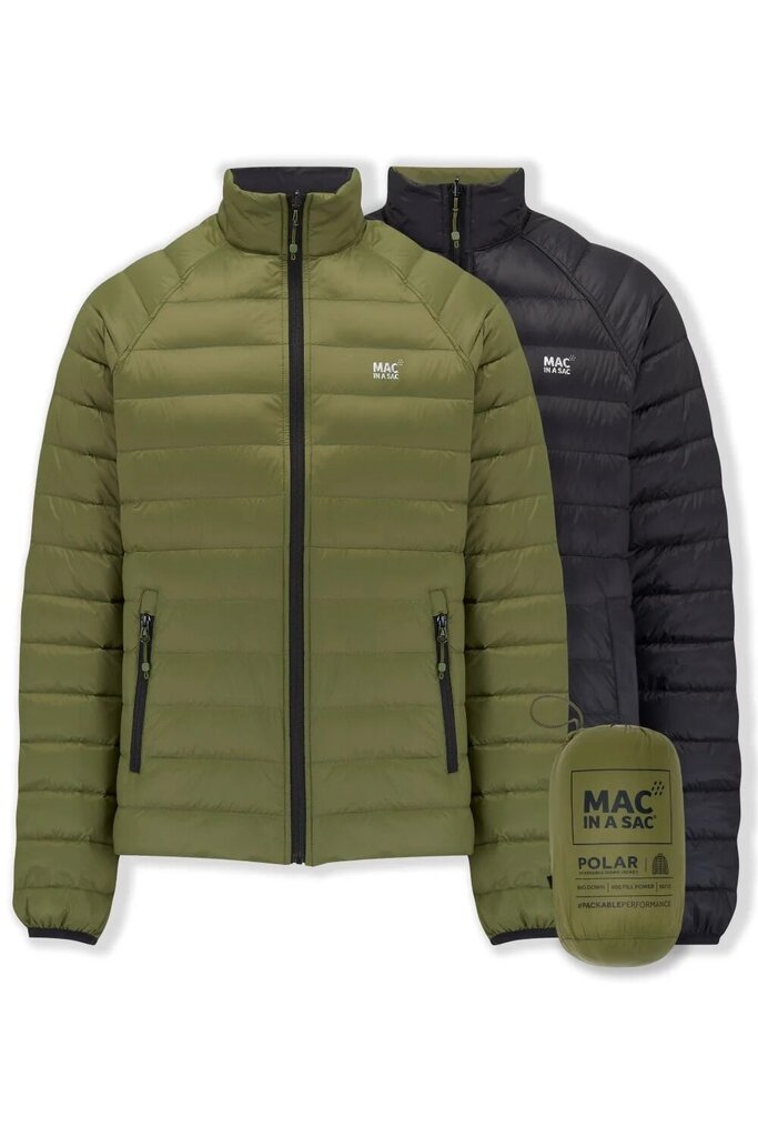 Mac in a Sac Men's Polar Reversible Down Jacket, Khaki/Black, Large