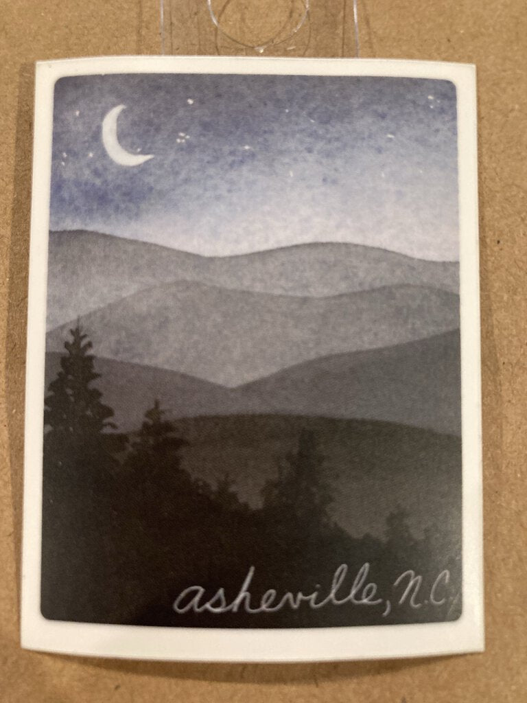 Mountain Watercolors Sticker, Crescent Moon