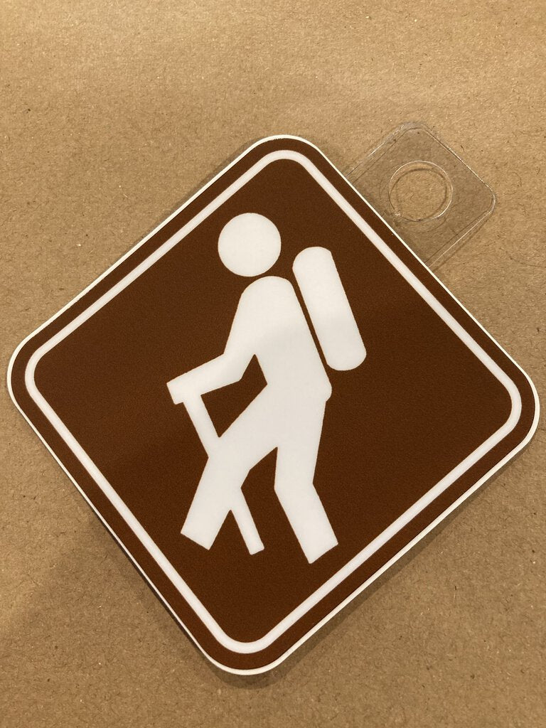 Backpacker Sign Sticker, Brown