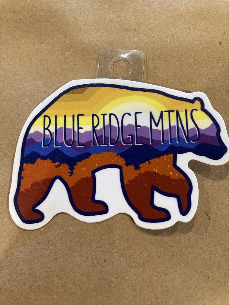 Blue Ridge Mountains Bear Sticker, Multicolor