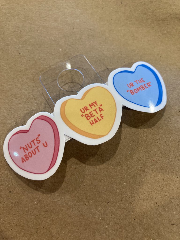 The Holler Hippie Rock Climbing Candy Hearts Sticker