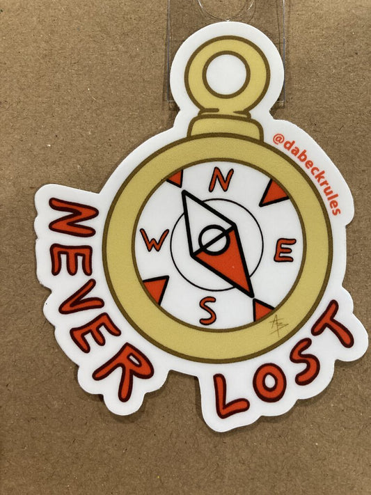 Andrew Beck Designs Never Lost Sticker