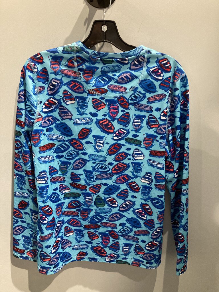 Reel Legends LS Sun Shirt, Blue/Boats, Women's L