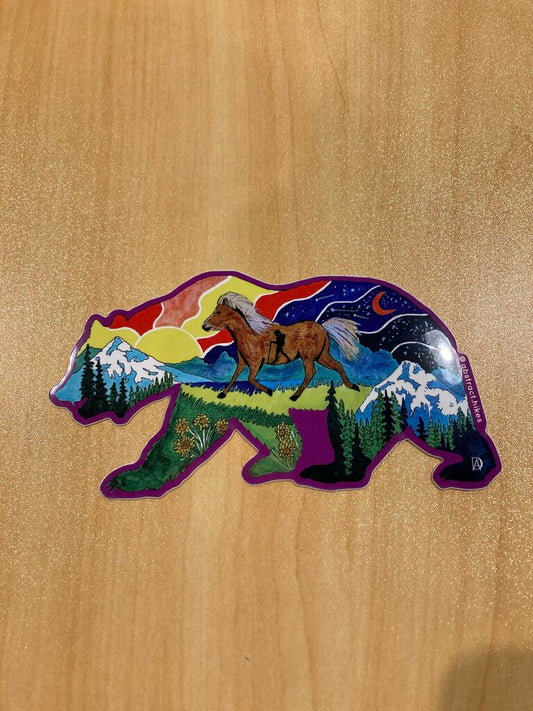 Abstract Hikes Pony Bear Sticker