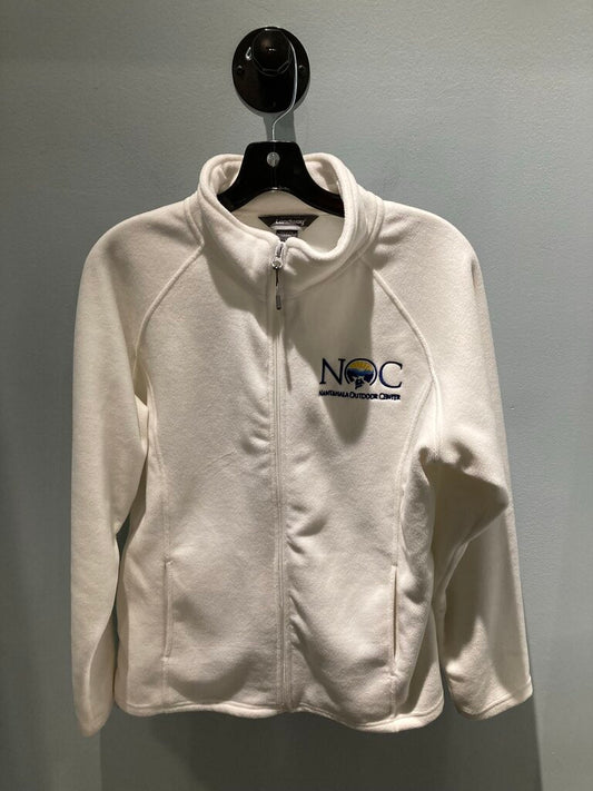 Lands End Full zip Fleece, White/NOC, Women's L