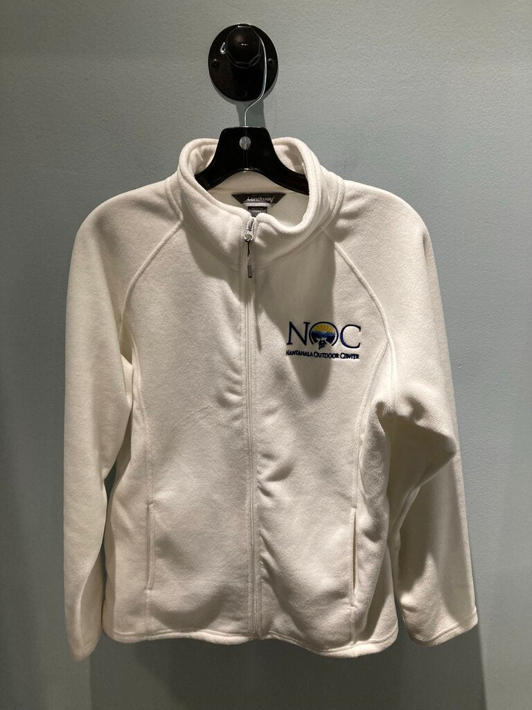 Lands End Full zip Fleece, White/NOC, Women's L