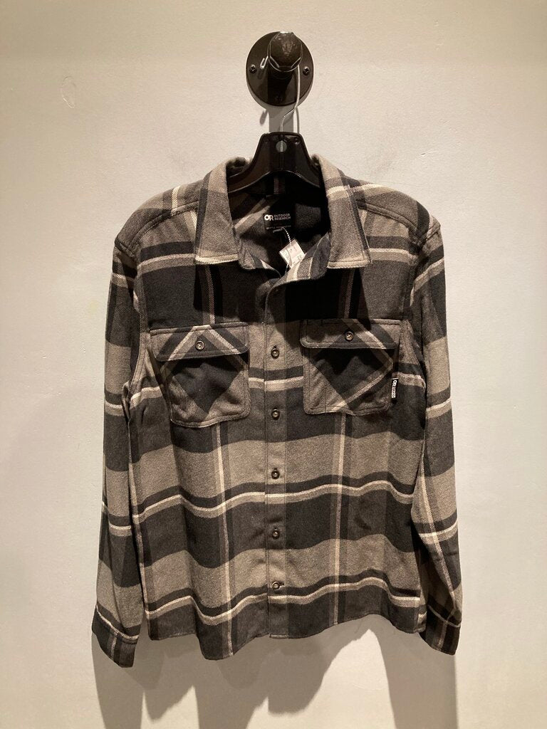 Outdoor Research Feedback Flannel, Black/Pewter Plaid, Men's M