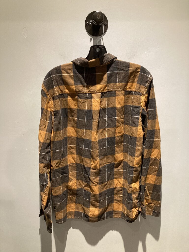 Prana Button Up, Orange/Black Plaid, Men's L