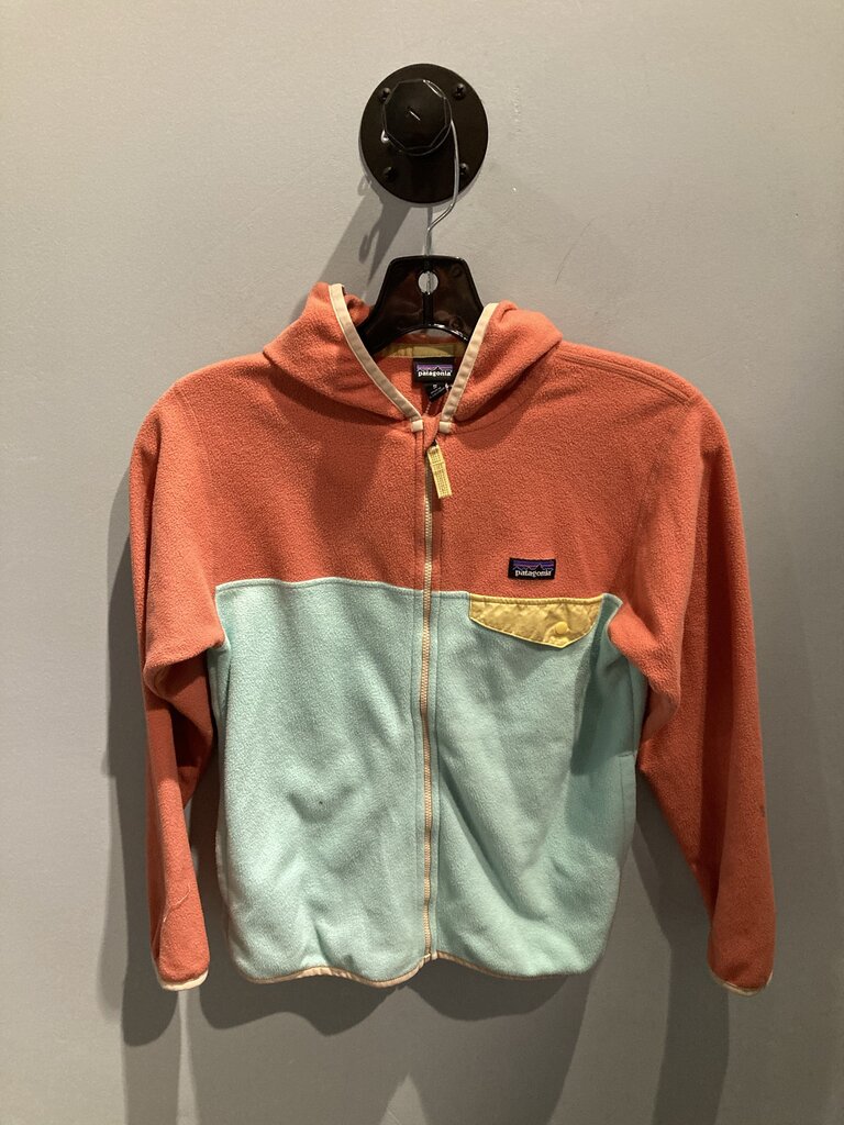 Patagonia MIcro D Snap Fleece Jacket, Orange/Mint, Kid's M