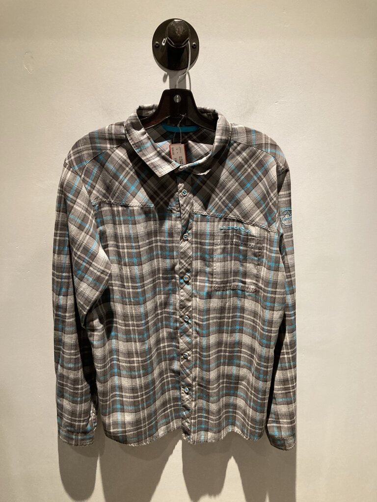 La Sportiva Button Up Shirt, Grey/Blue, Men's L