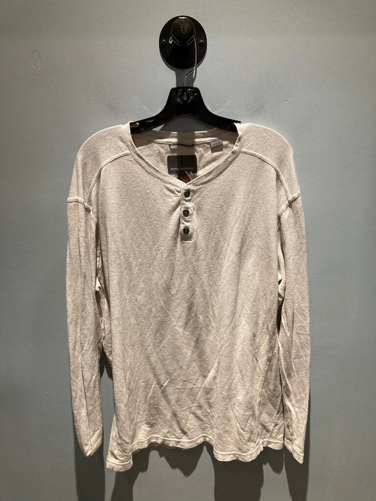 Royal Robins Waffle Knit LS Shirt, Cream, Men's XXL