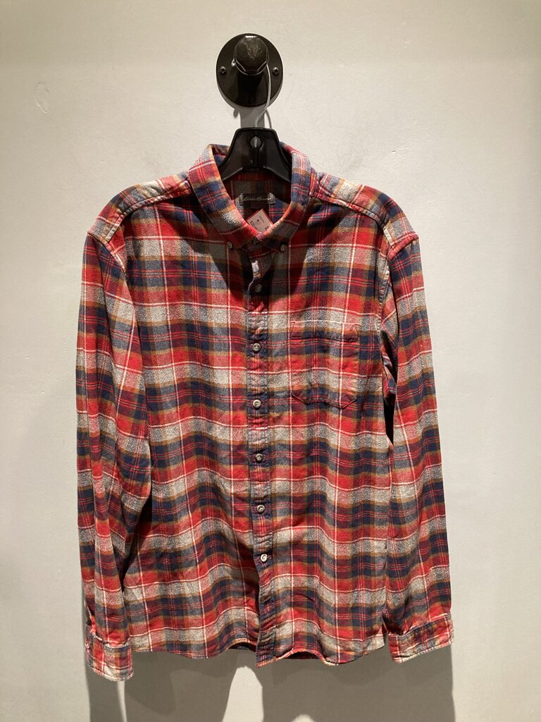 Eddie Bauer LS Button Up, Red, Men's L Tall