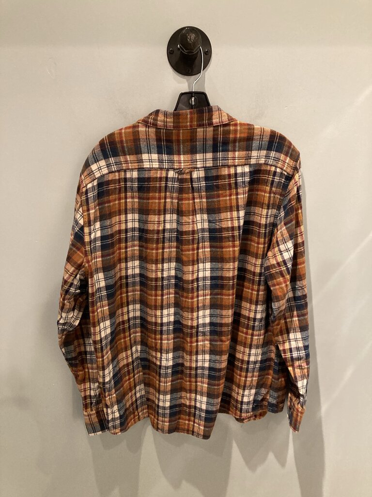 Eddie Bauer LS Button Up, Orange/White/Blue, Men's XL