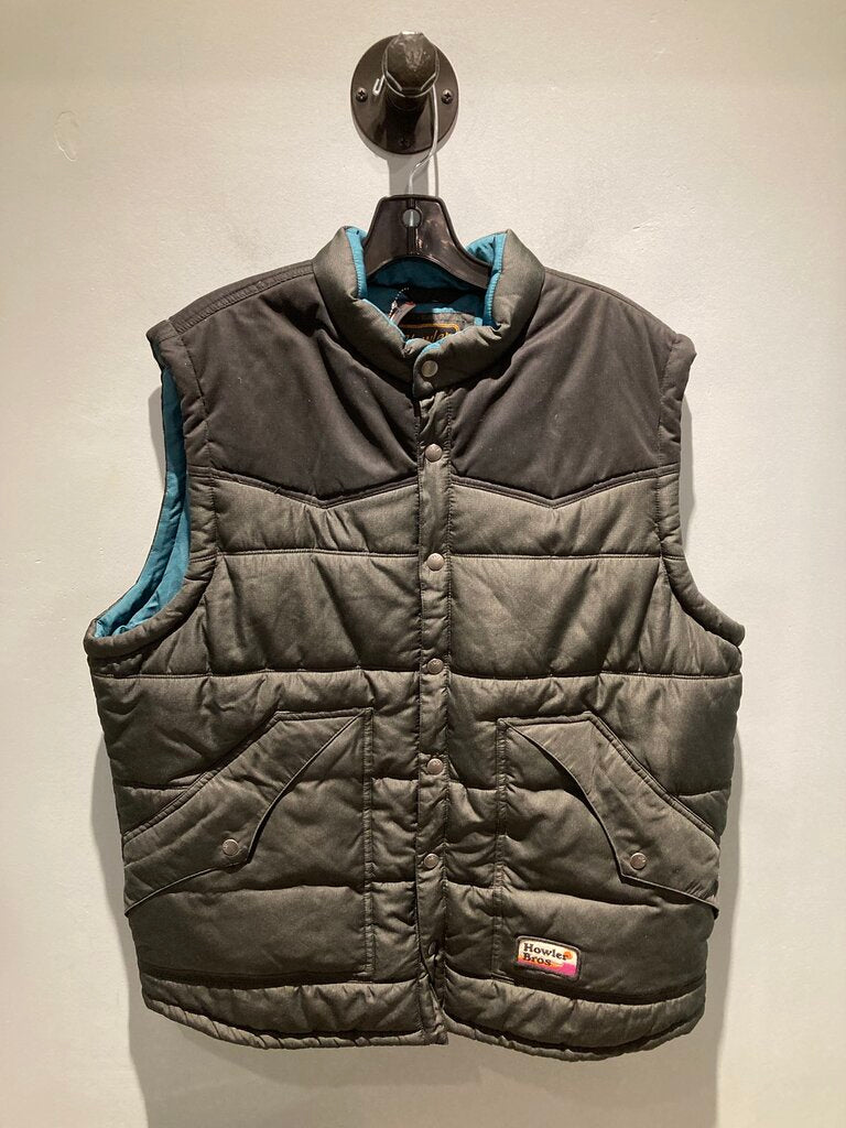 Howler Puffer Vest, Black/Green, Men's XL