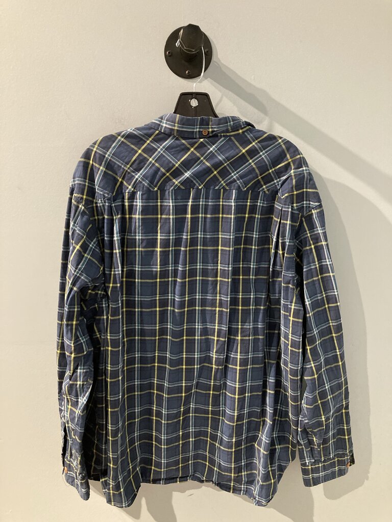 Duluth LS Button Up, Blue/Yellow, Men's 2XL Tall