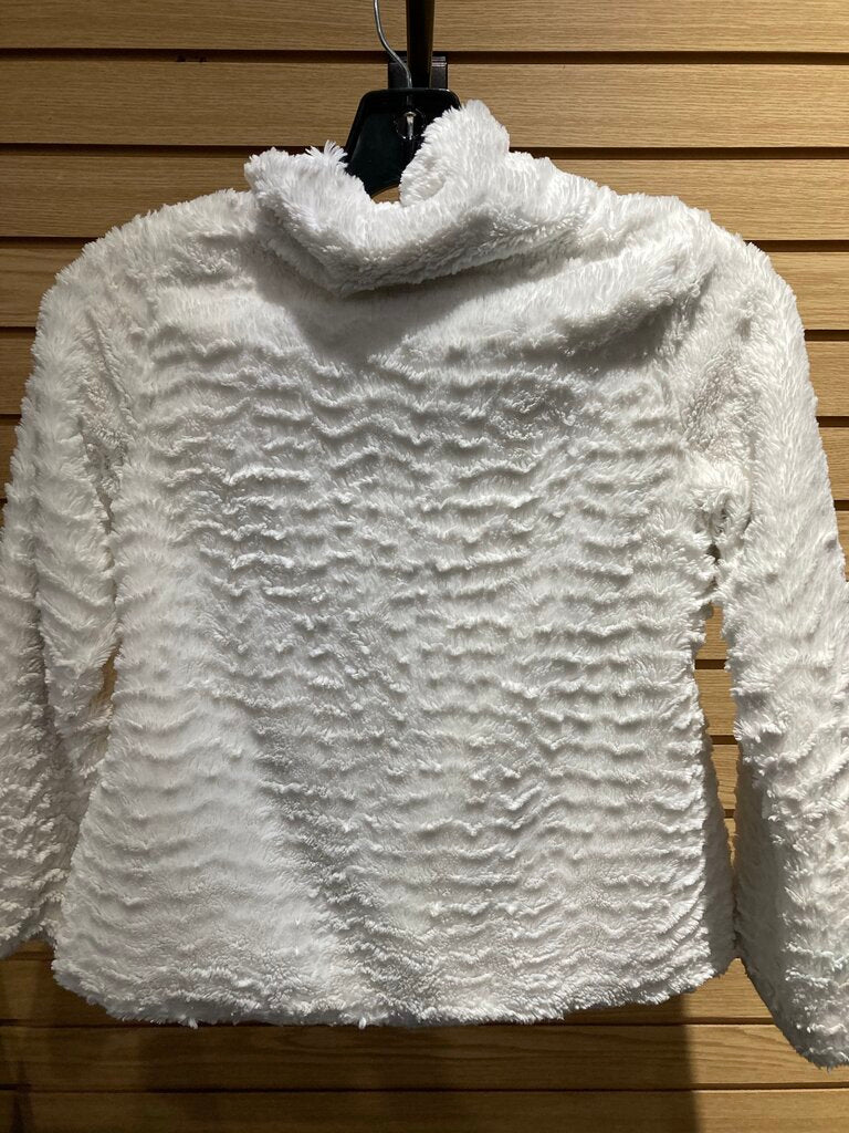 Patagonia Button Up Fleece Jacket, White, Girls M (10)