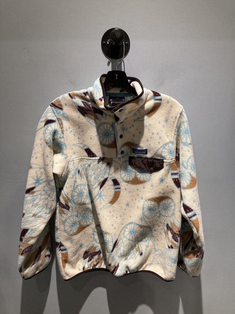 Patagonia Snap T Fleece, White/Blue/Purple Print, Women's M