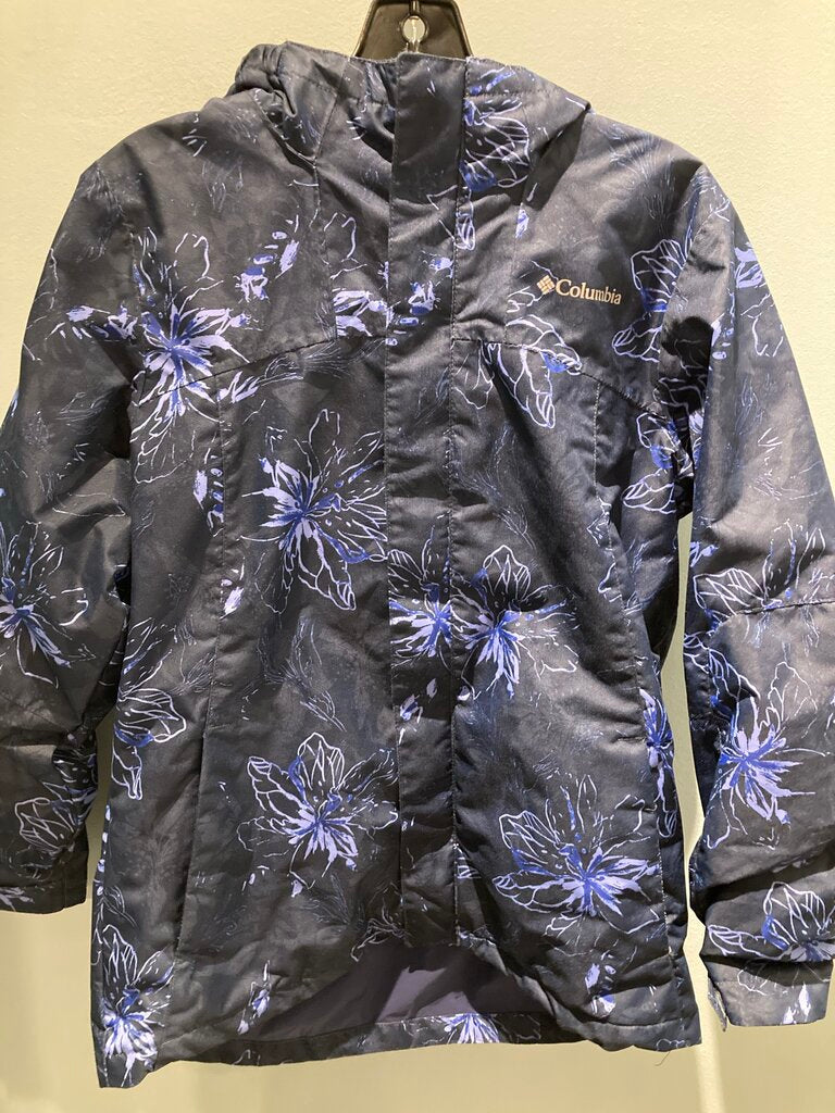 Columbia Full Zip Jacket, Navy/Purple Flower, Kid's XL