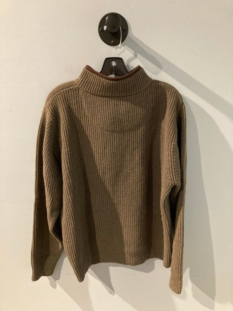 LL Bean Merino 1/4 Zip Pullover, Green, Men's M