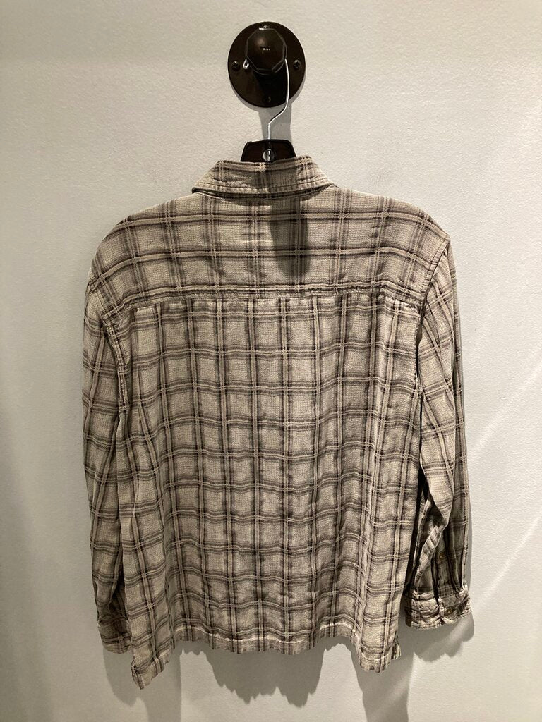 Woolrich LS Button Up,Grey/Black, Men's M