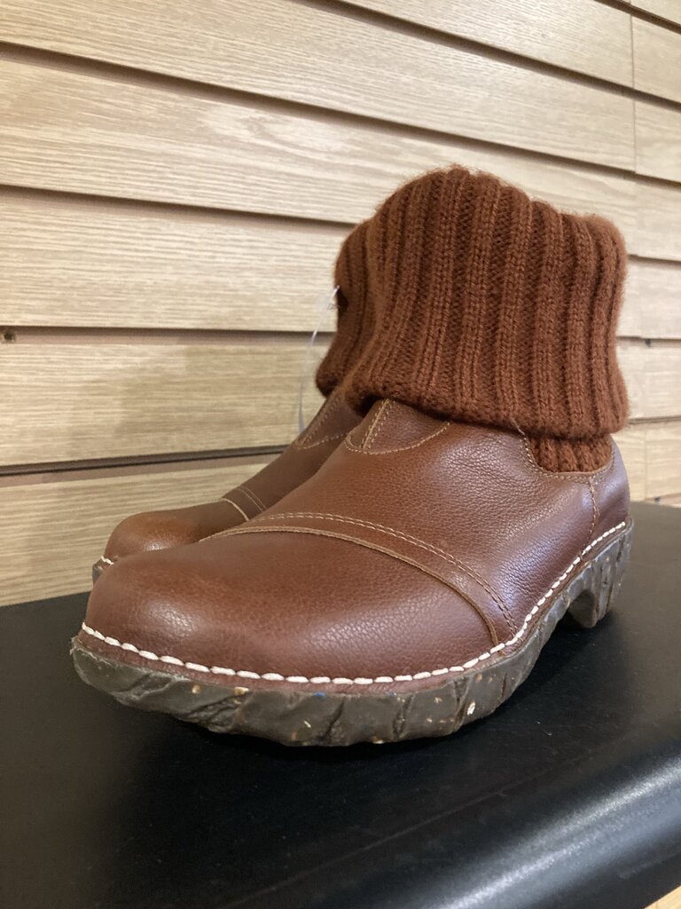 El Naturalista Knit Flodover Boot, Brown, Women's 8