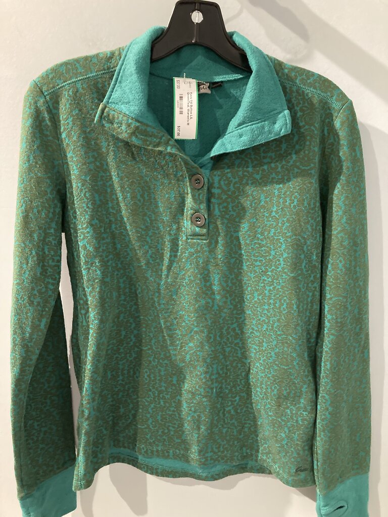 Kavu 1/4 Button LS, Green/Teal, Women's M