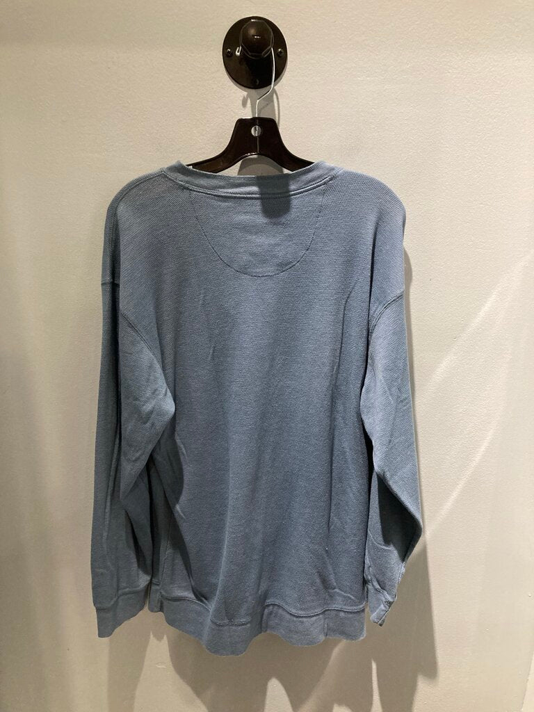 Reel Legends LS Waffle Henley, Blue, Men's L