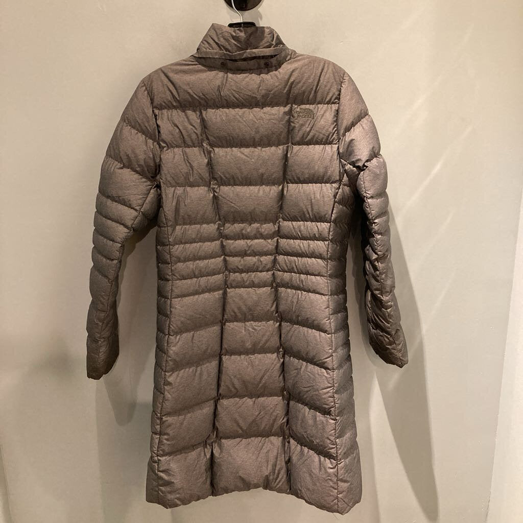 (NO HOOD) The North Face Down Trench Jacket, Grey, Women's M