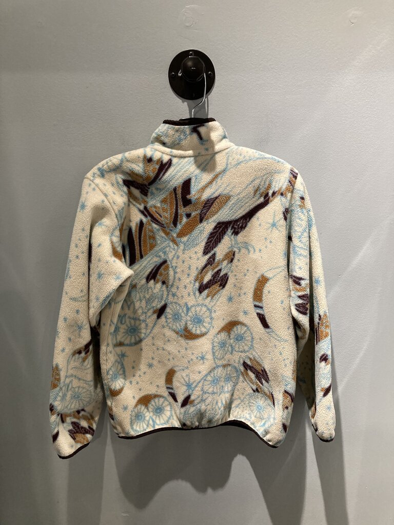 Patagonia Snap Neck Fleece, White/Blue/Burgundy Print, Women's M