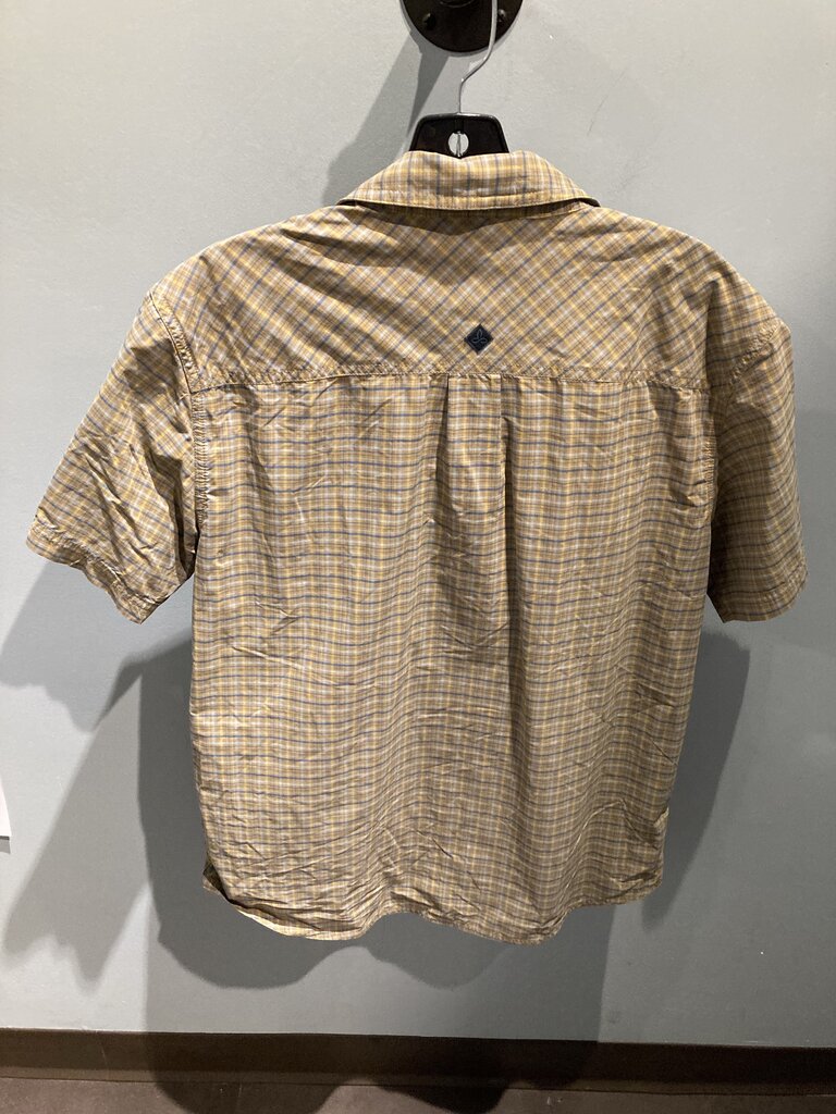 Prana SS Button Up, Brown/Yellow, Men's M