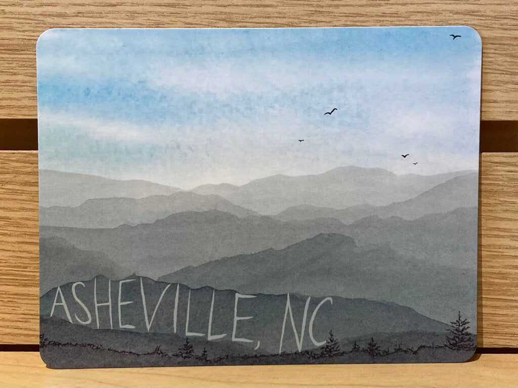 Mountain Watercolors Asheville, NC Blue Sky Postcard
