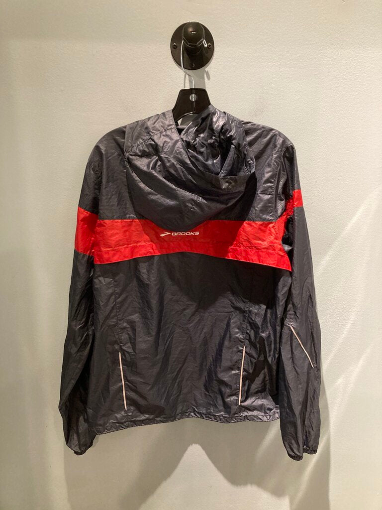 Brooks Hooded Wind Jacket, Navy/Red, Women's M