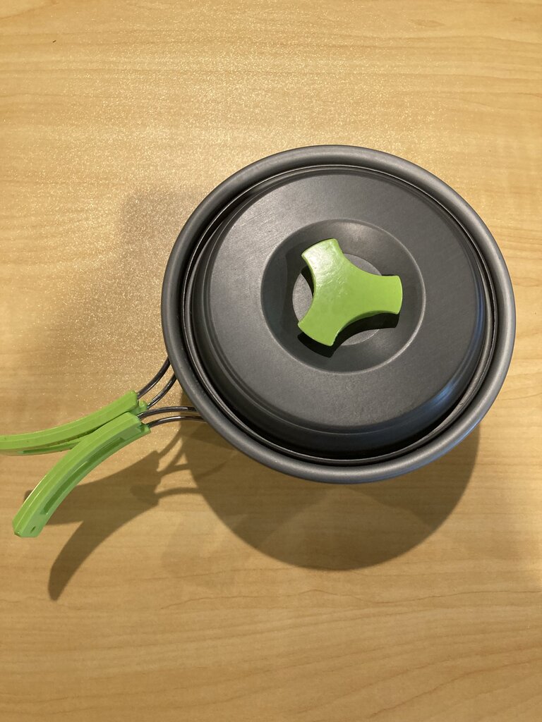 Metal Cookset, Grey/Green, 2pcs w/ Lid