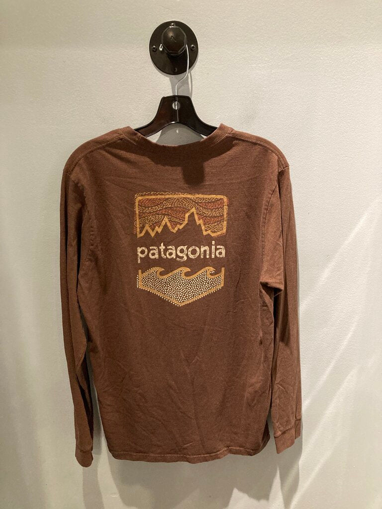 Patagonia LS Crew, Brown/Logo, Men's L