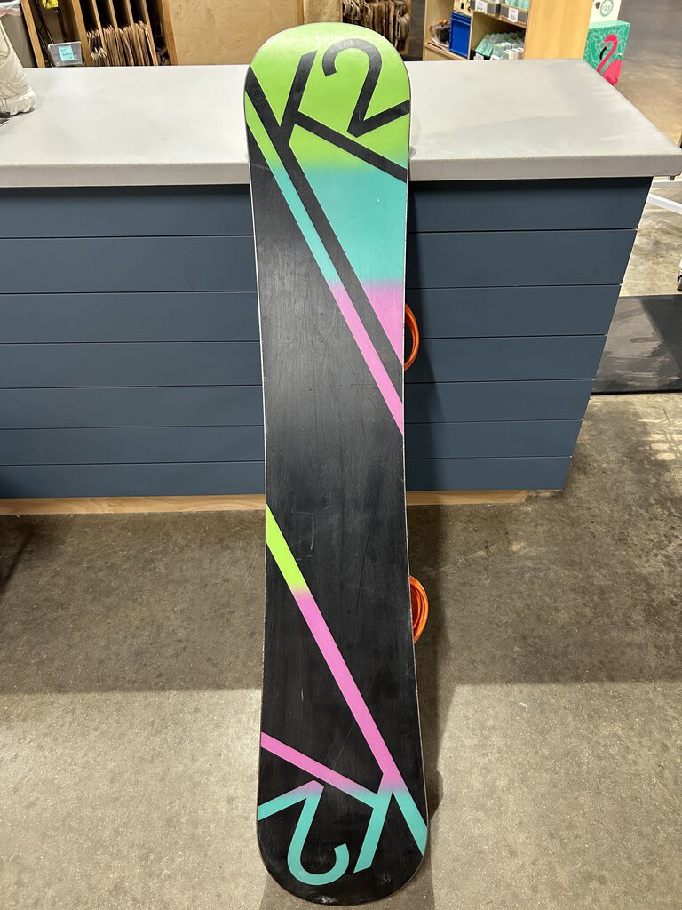 K2 Eco Pop Snowboard w/ Med. Burton Bindings, Multi/Orange, 158cm