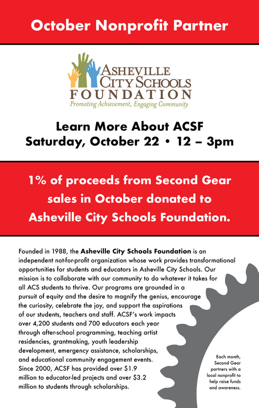 Second Gear's October Nonprofit Asheville City Schools Foundation