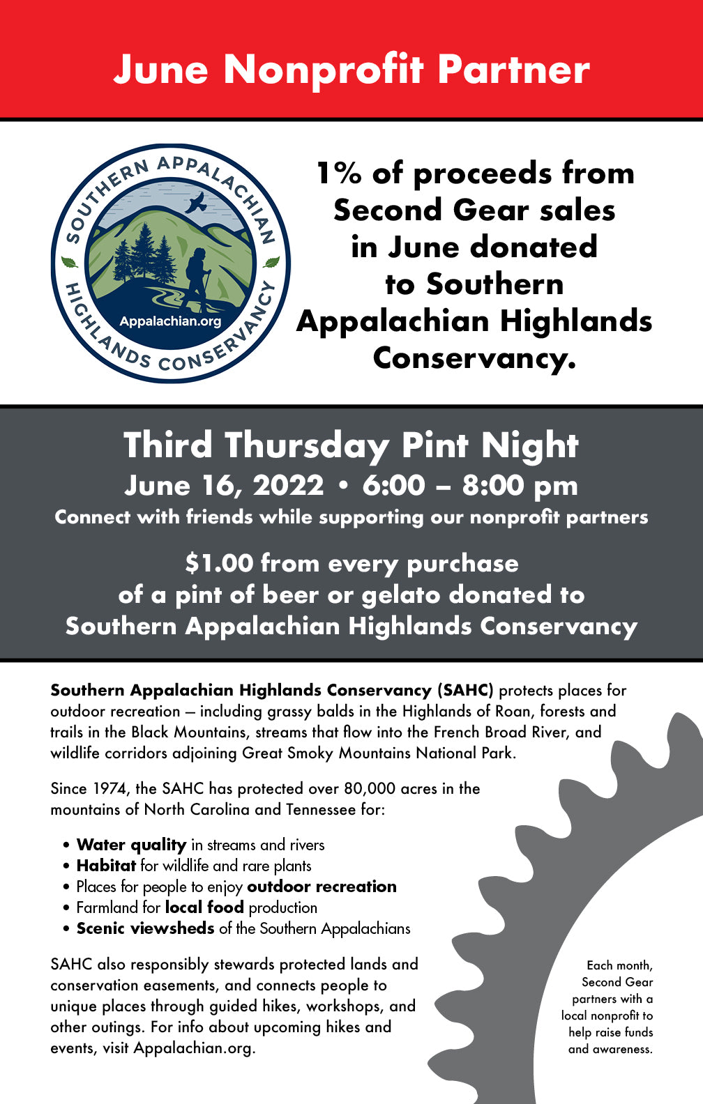 Second Gear June's Nonprofit: Southern Appalachian Highlands Conservancy