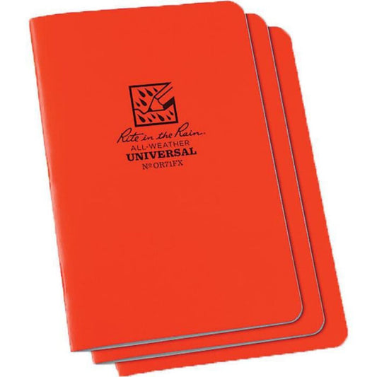 Rite-In-The-Rain Stapled Notebook 3pk 4 5/8 X 7", Orange