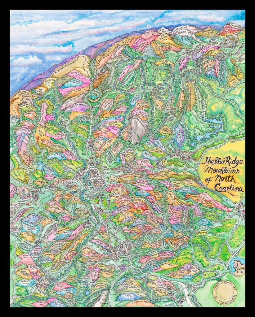 Hand Drawn Map of Blue Ridge Mountains by Jim Mitchem