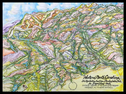 Hand Drawn Map of WNC by Jim Mitchem