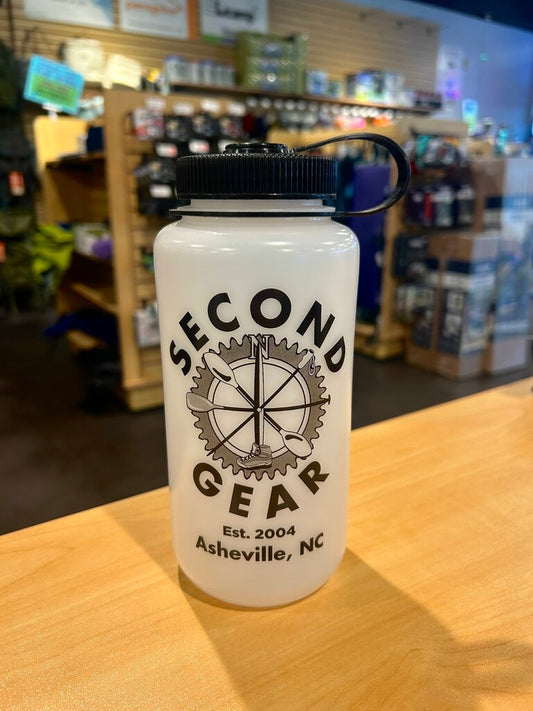 Second Gear Nalgene, Wide Mouth, White w/ Black Lid, 32oz, HDPE