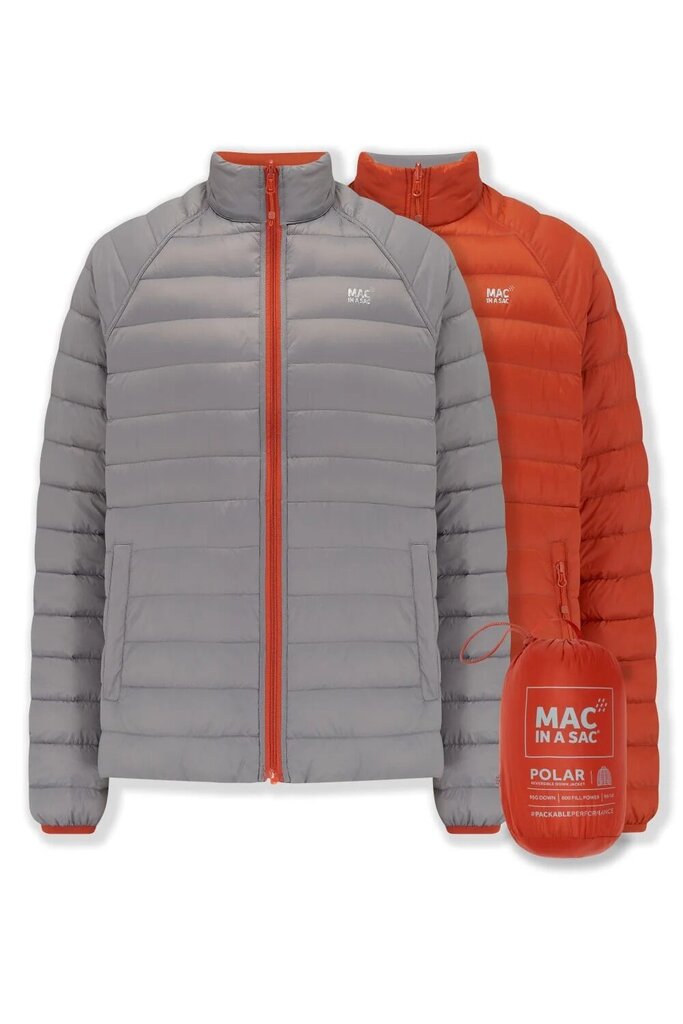 Mac in a Sac Men's Polar Reversible Down Jacket, Burnt Orange/Grey, Large